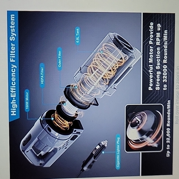 Cherylon Other Cherylon Portable Car Vacuum High Power 5w7500pa